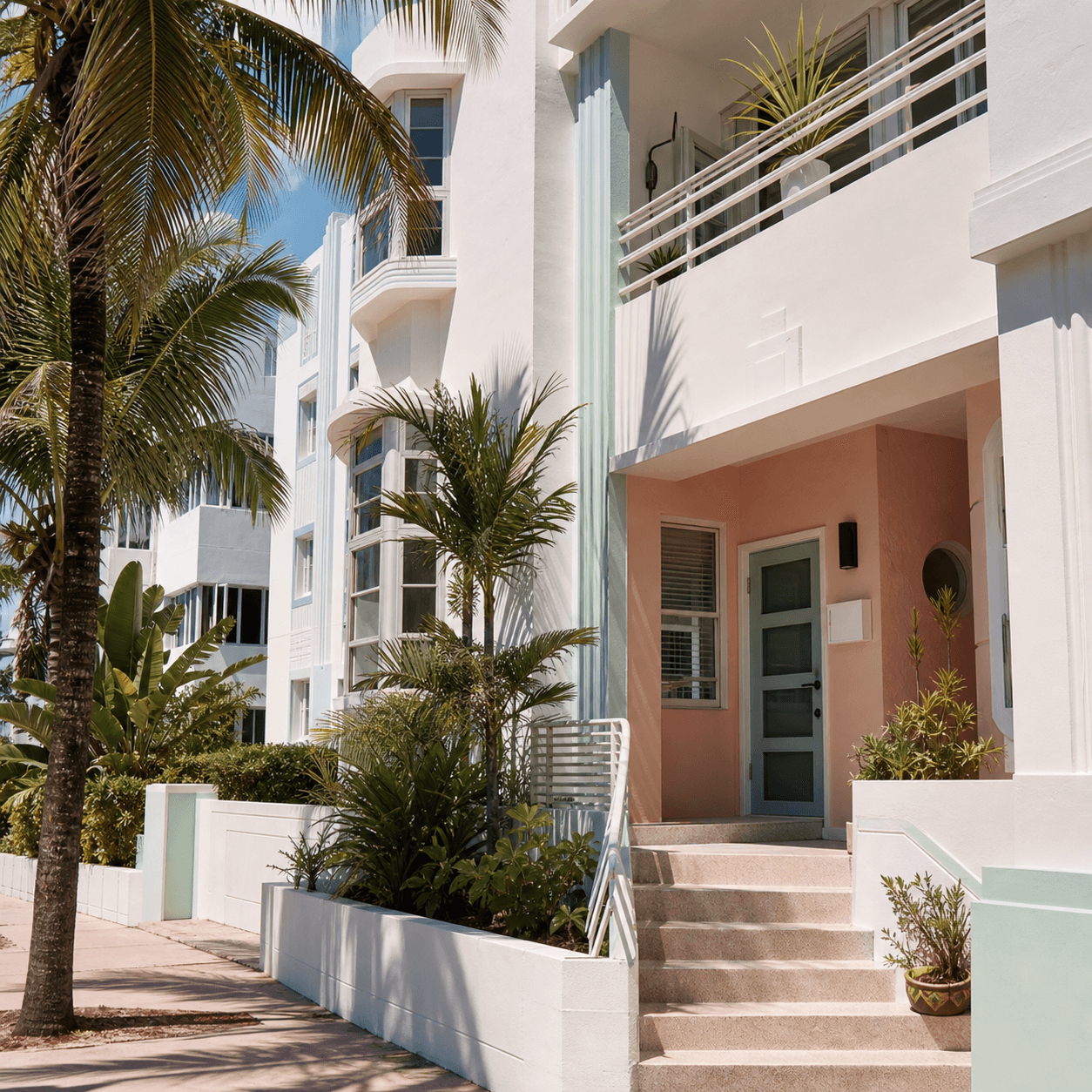 South Beach art deco apartment exterior